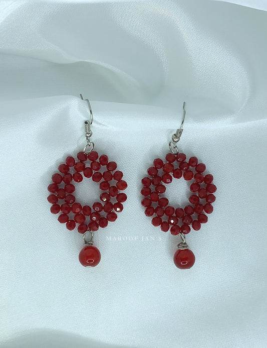 Beaded Glass Crystal Dangle Earrings