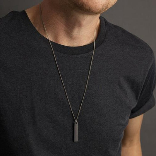 Stainless Steel Vertical Bar necklace Pendant For Men