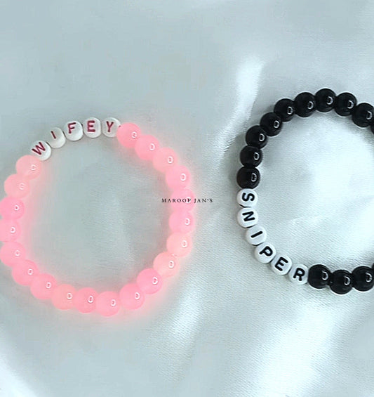 Sniper Wifey Black Pink Couple Bracelets Duo